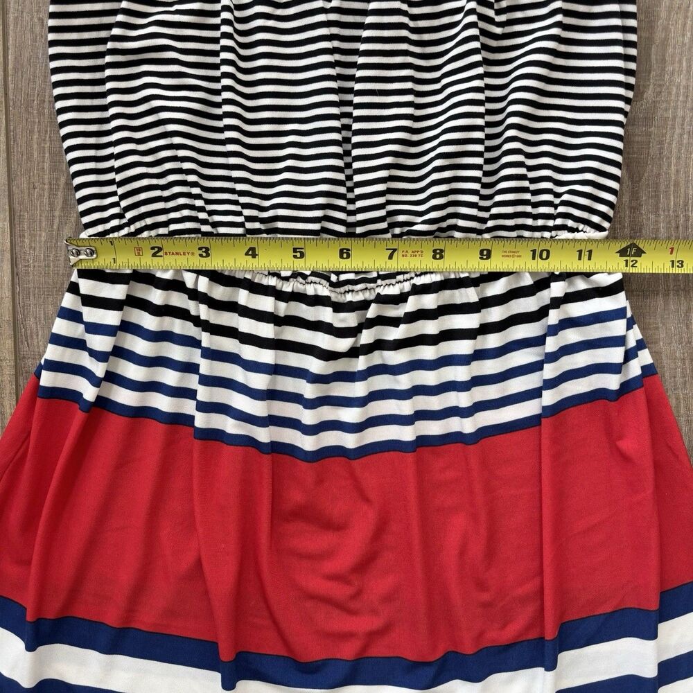 Outback Red Women Strapless Top Sz M Red Blue Stripes Nautical Beach 4th of July - Picture 9 of 11